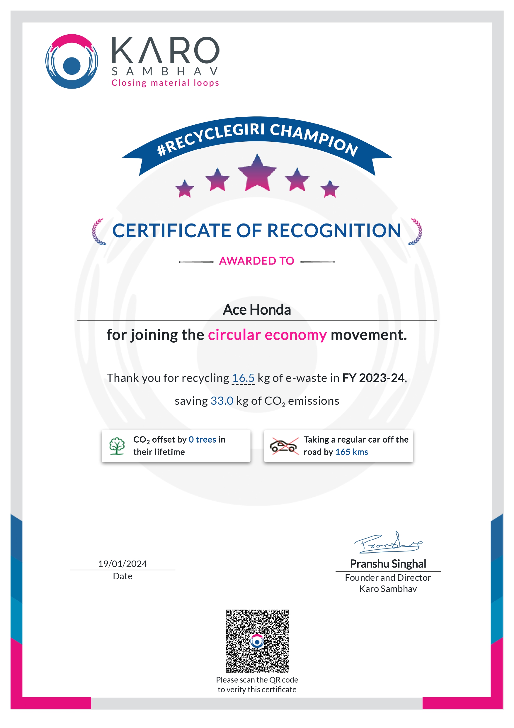 Recyclegiri Champion 2024